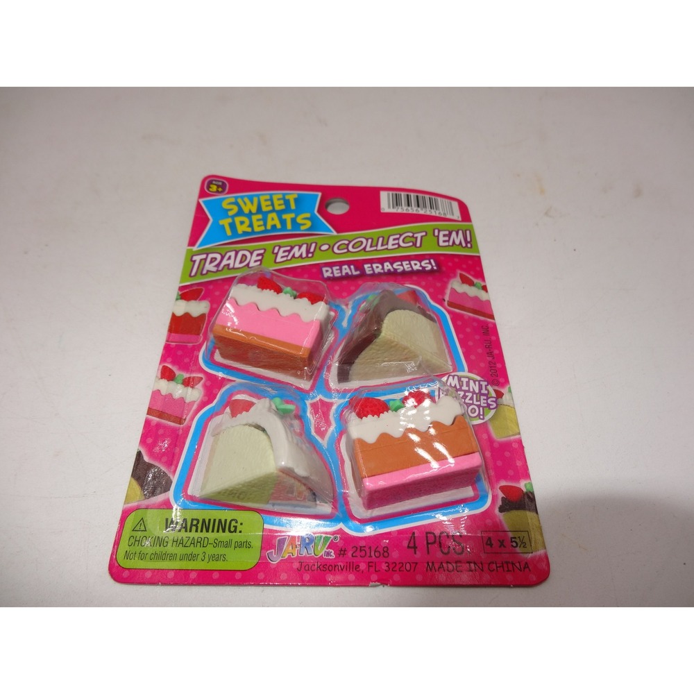 Jaru Sweet Treats 4 Mini Puzzle Erasers New in Package 25168 2012‎ Cake Slices